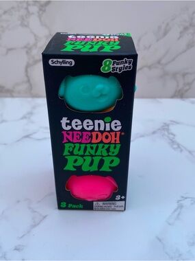 Teenie Funky Pup NeeDoh Squeeze Toy Neon Stress Ball Set of 3 Exact Style NEW
